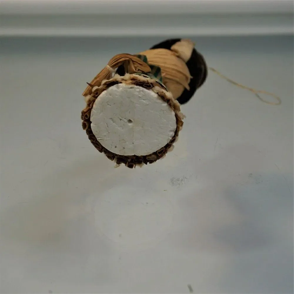 Straw Mouse Vintage Christmas Ornament Top Hat Mouse